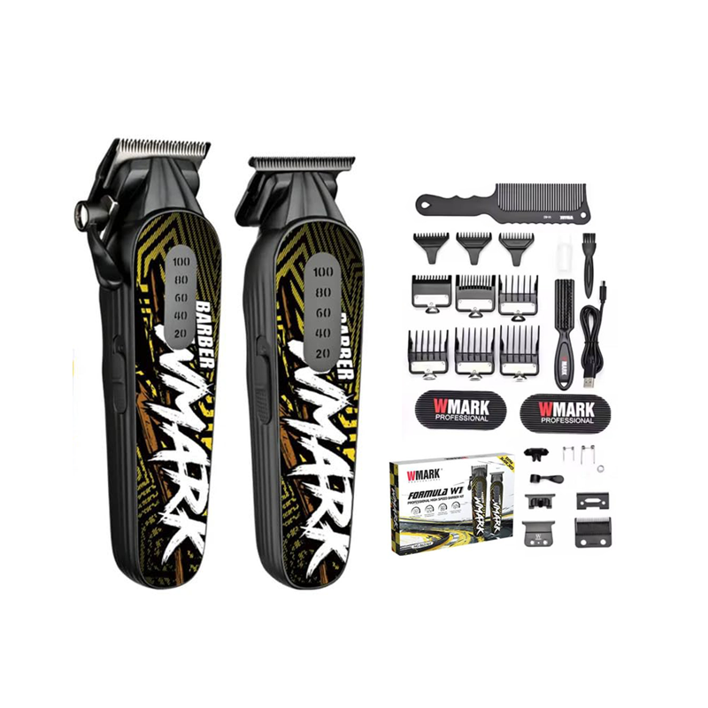 WMARK NG-8631KIT Formula W1 – Set Profesional Clipper & Trimmer me Motor 9000RPM, 240 Min Runtime, 2 Shpejtësi, USB-C, Teh Qeramike + Inox DLC