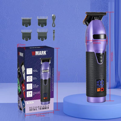 WMARK NG-318 Professional Detail Trimmer – Digital Display Cordless T-Blade Hair Clipper 0.1mm Outliner