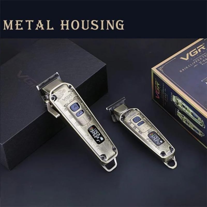 VGR V-643 Ultra Premium Qethëse & Trimmer Profesional – Metal Housing, Powder Metallurgic Blade, Ekran Digital, Motor 4-Shpejtësi 5500–7000 RPM