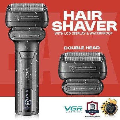 VGR V-368 Electric Shaver 9000RPM – Rroje Elektrike 2-në-1 me IPX6 Waterproof, LED Display & USB Type-C