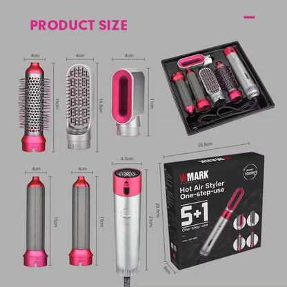 WMARK NG-1000 Hot Air Styler 5-in-1 – Furçë Ajri e Nxehtë për Tharje, Drejtim & Kaçurrela (1000W, 3 Shpejtësi, Anti-Mbinxehje)