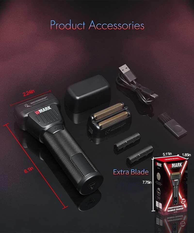 WMARK NG-7982 Electric Foil Shaver – Professional Men's Electric Razor 9000 RPM, Titanium Floating Blades, IPX6 Waterproof, USB-C