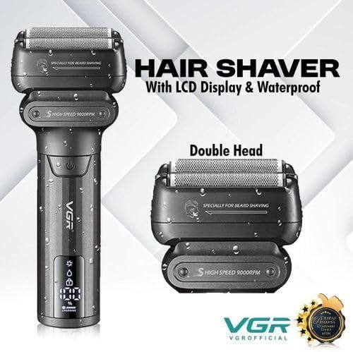 VGR V-368 Electric Shaver 9000RPM – Rroje Elektrike 2-në-1 me IPX6 Waterproof, LED Display & USB Type-C