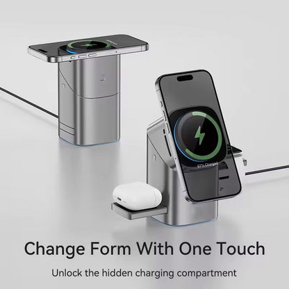 Karikues Wireless Magnetik 3-në-1 Qi2 – 15W Fast Charging për iPhone, Apple Watch dhe AirPods