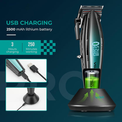 VGR V-270 – Makine Rroje Profesionale me Tehë Qeramike, Motor 9000 RPM, Bateri 2500mAh deri në 250 min, Ekran LED