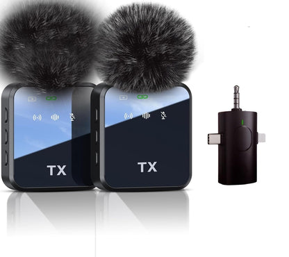 Mikrofon Wireless BKN F11-2 3-në-1 me Reduktim Zhurme, për YouTube, TikTok, Video & Livestream (2 Transmetues)