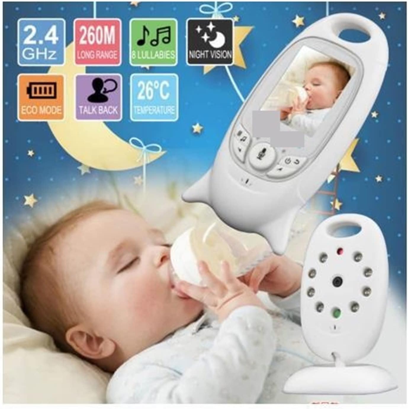 VB601 Video Baby Monitor Wireless – Night Vision, Two-Way Audio & Temperature Sensor