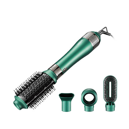 VGR V-493 Hair Dryer Brush 4-in-1 – Hot Air Brush për Tharje, Drejtim, Kaçurrela & Volum me Veshje Keramike, 3 Temperatura, Dizajn i Çmontueshëm – Green