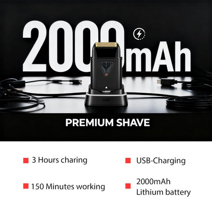 VGR V-334 Foil Shaver 10000RPM – Rroje Elektrike Profesionale me Double Titanium Foils & LED Display
