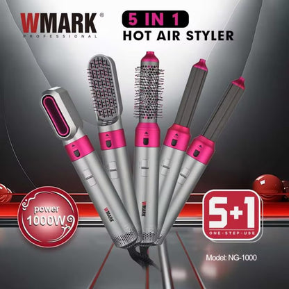 WMARK NG-1000 Hot Air Styler 5-in-1 – Furçë Ajri e Nxehtë për Tharje, Drejtim & Kaçurrela (1000W, 3 Shpejtësi, Anti-Mbinxehje)