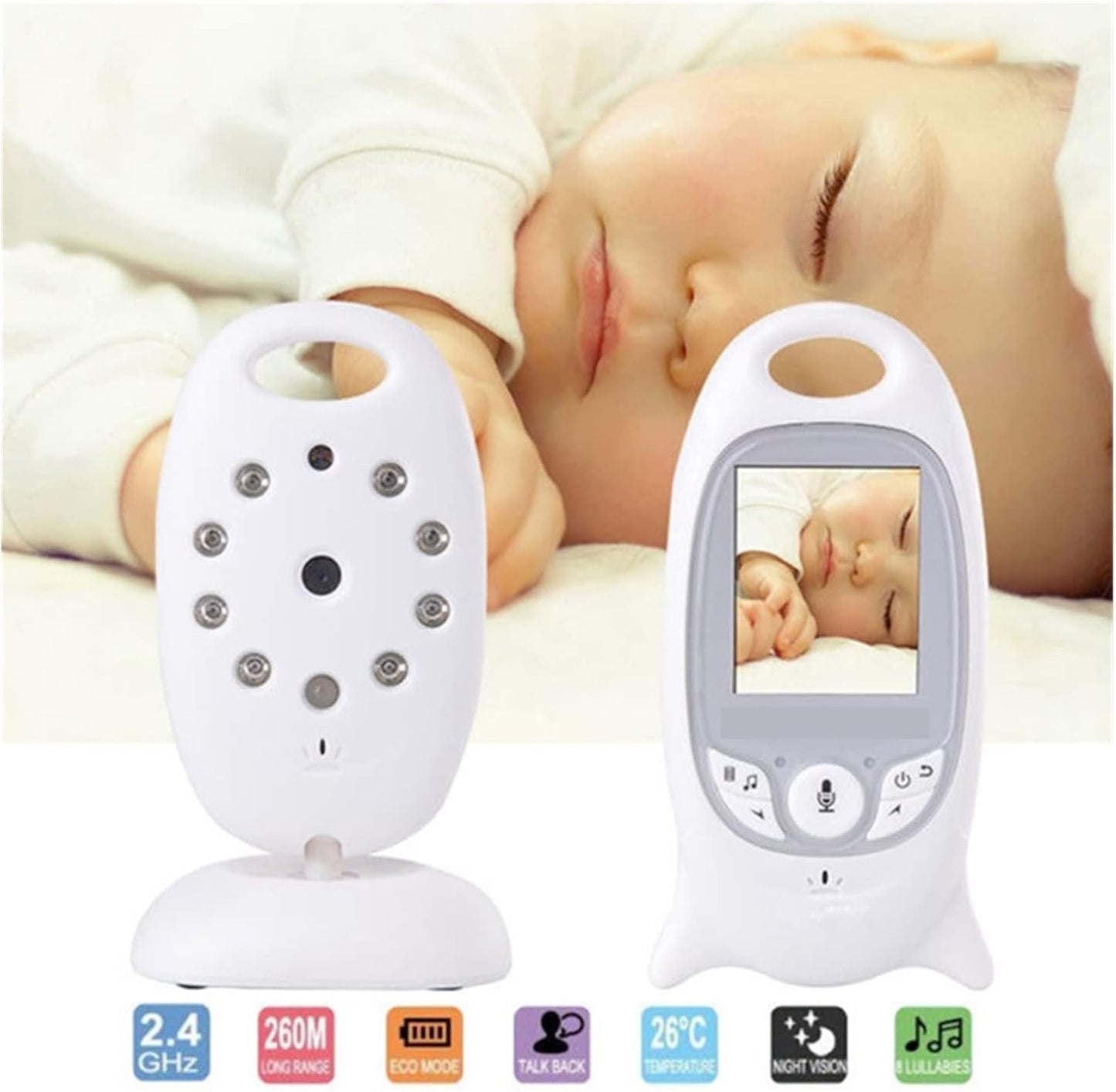 VB601 Video Baby Monitor Wireless – Night Vision, Two-Way Audio & Temperature Sensor