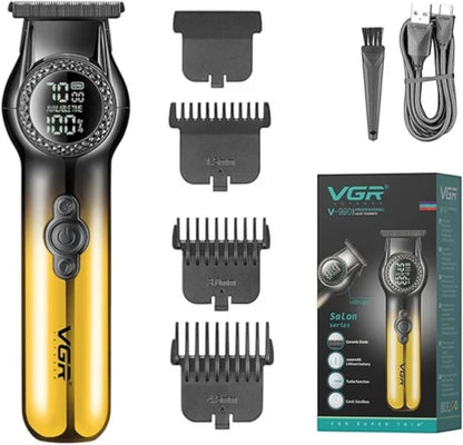 VGR V-990 – Zero Gapped Clipper, 8000 RPM, 2 Shpejtësi, Teh Qeramike, Ekran LED, Bateri 2000mAh
