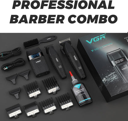 VGR 640S3 Set Profesional 3-në-1 | 9000 RPM Makineri Prerjeje, Trimmer & Rrojë Foli për Meshkuj