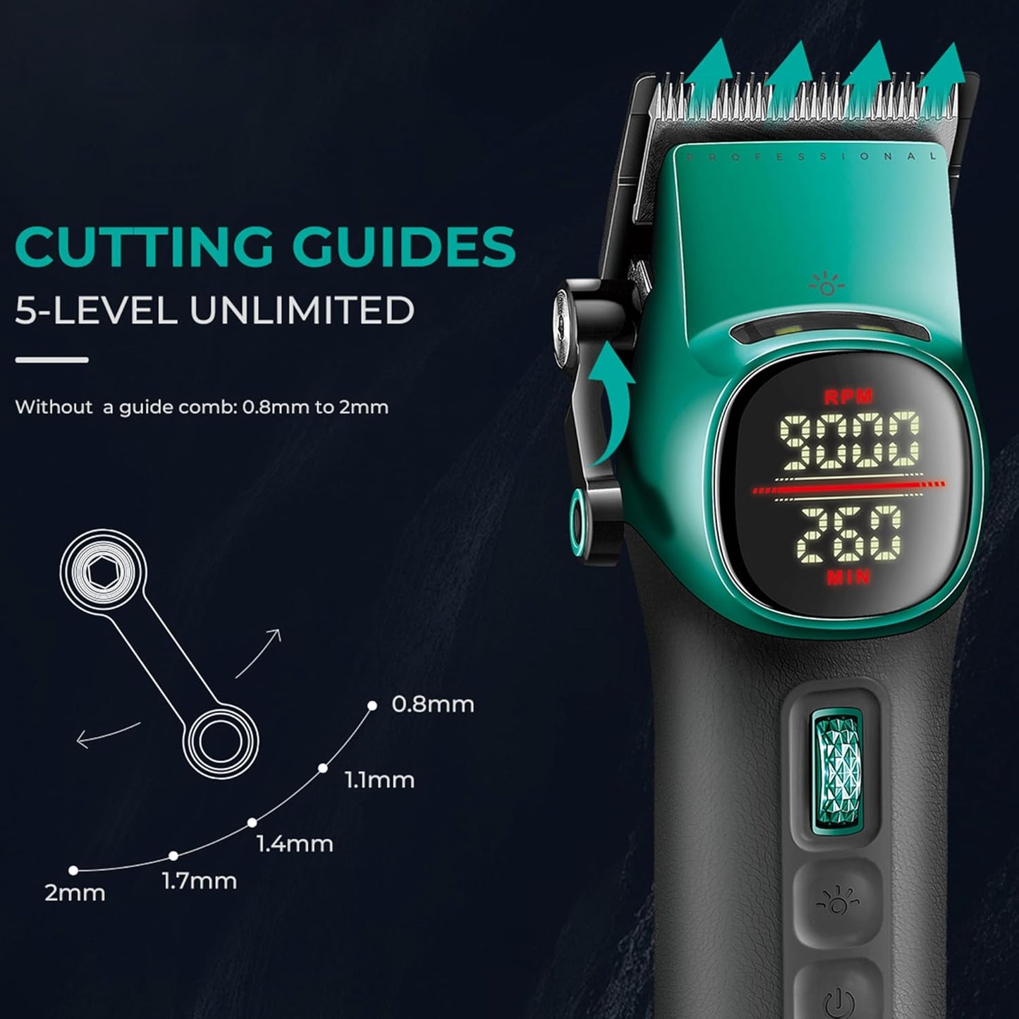 VGR V-885 S2 – Set Profesional Clipper & Trimmer pa Kabllo me 21 Shpejtësi, LED Display