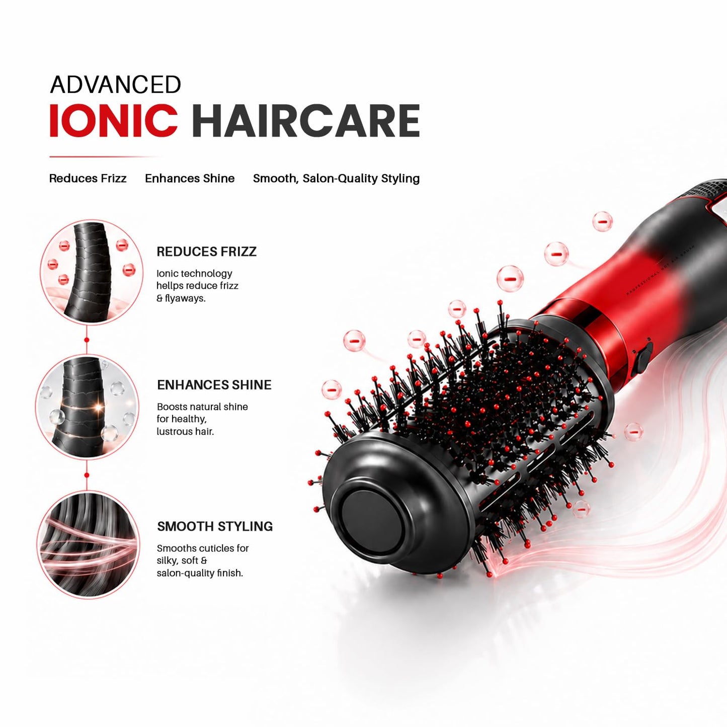 VGR V-484 4-në-1 Hot Air Brush Profesionale 1000–1100W | Furçë për Flokë për Tharje të Shpejtë, Volum dhe Stilim me 4 Aksesorë