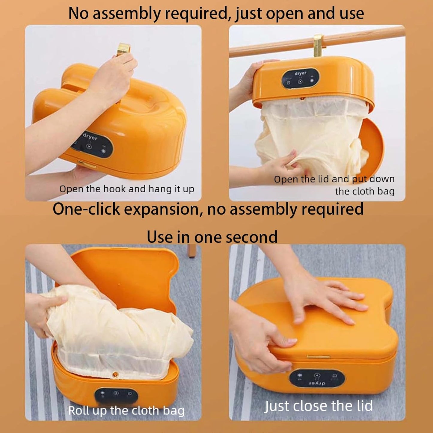 Tharëse Rrobash Portative & e Palosshme 600W – Tharje e Shpejtë për Banesa, Udhëtime & Camping (Kapacitet i Madh + Auto Shutoff)