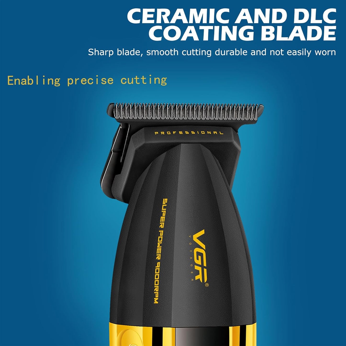 VGR V-285T Professional Hair Trimmer – Zero Gap T-Blade, 9000RPM Motor, LED Display & USB Rechargeable