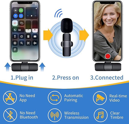 Mikrofon Profesional Wireless K9 Lavalier për Android – Mikrofon Pa Tela për Intervista, Video, Podcast & Vlog