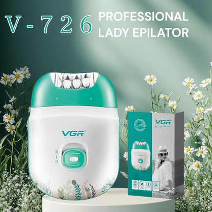 VGR V-726 Epilator Profesional për Femra | Wet & Dry, Pa Kabllo, 60 Min Runtime