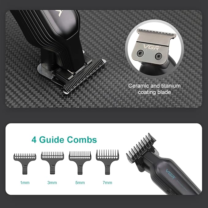 VGR 930 Trimmer Profesional me T-Blade 0-Gap, 360 Min Përdorim, Ekran LED & Karikim USB-C – Prerje Precize për Flokë dhe Mjekër