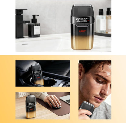 VGR V-308 Professional Double Foil Shaver – Makine Rroje Elektrike 9000 RPM, Titanium Foils, Cordless & USB Rechargeable