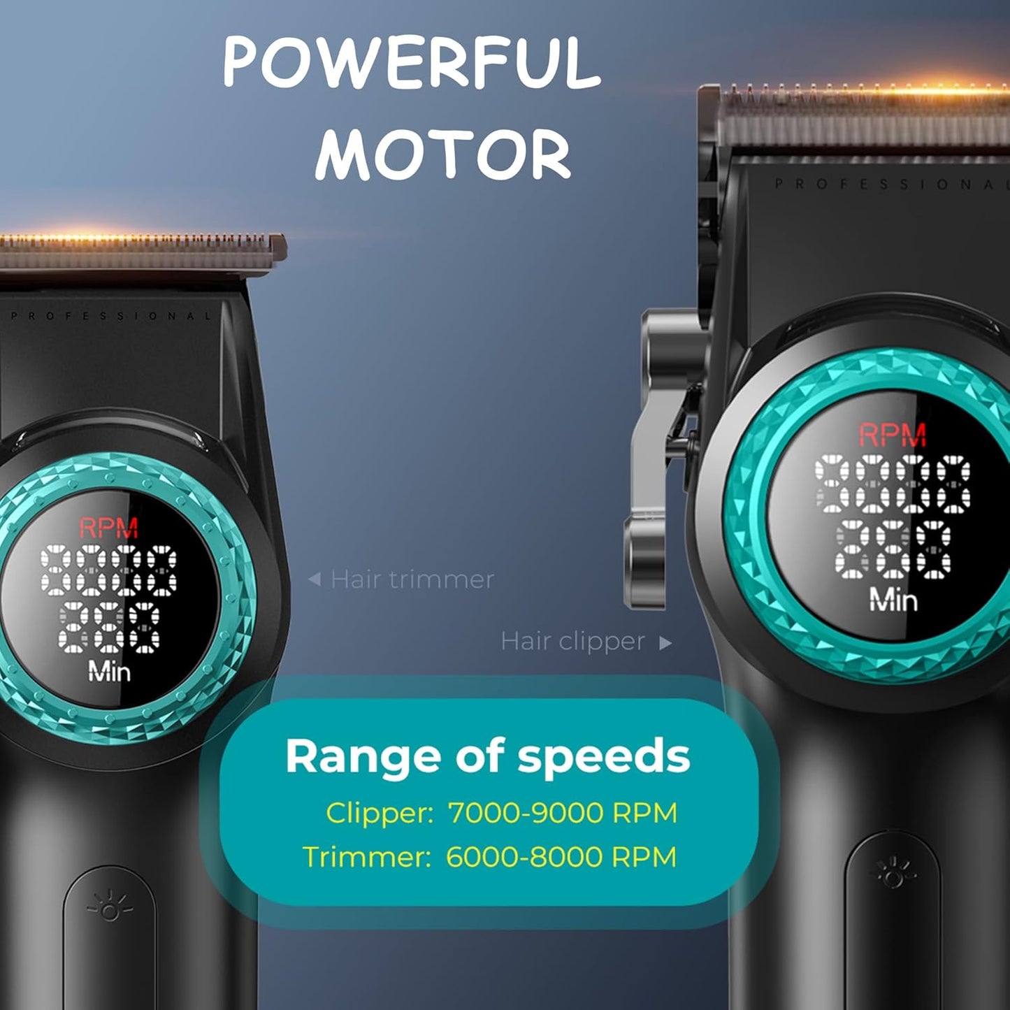 VGR Set Profesional 4-në-1 për Berberë me Çantë Udhëtimi – 9000RPM Makineri Qethëse, Trimmer, Rroje Foil & Tharëse Flokësh