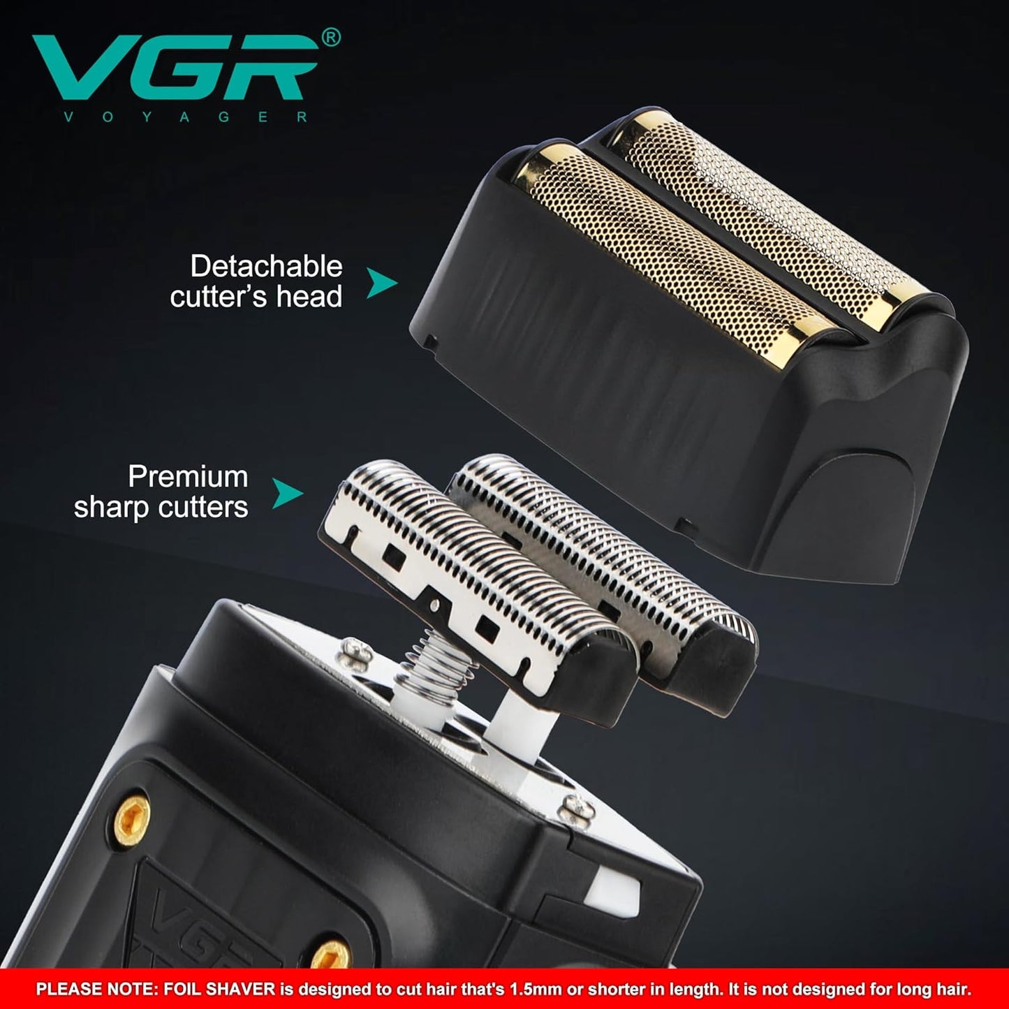 VGR V-363 Electric Foil Shaver – Rroje Profesionale me Dy Fleta, 8000 RPM & Bateri 80 Min, USB-C, E Përshtatshme për Lëkurë të Ndjeshme