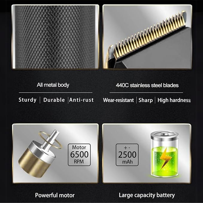 WMARK NG-2031 Trimmer Profesional Zero Gapped – 6500 RPM, Ekran Dixhital, 240 Min Punë, Bazë Karikimi & 6 Krehera