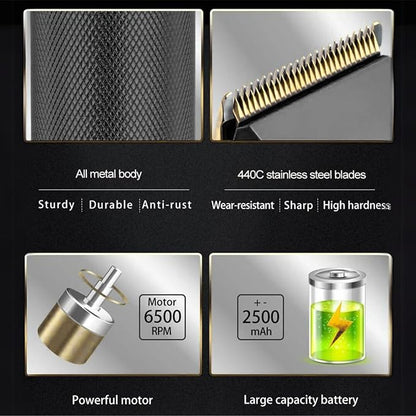 WMARK NG-2031 Trimmer Profesional Zero Gapped – 6500 RPM, Ekran Dixhital, 240 Min Punë, Bazë Karikimi & 6 Krehera