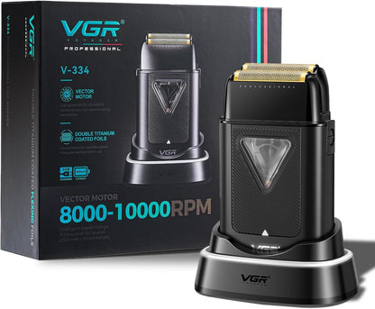 VGR V-334 Foil Shaver 10000RPM – Rroje Elektrike Profesionale me Double Titanium Foils & LED Display