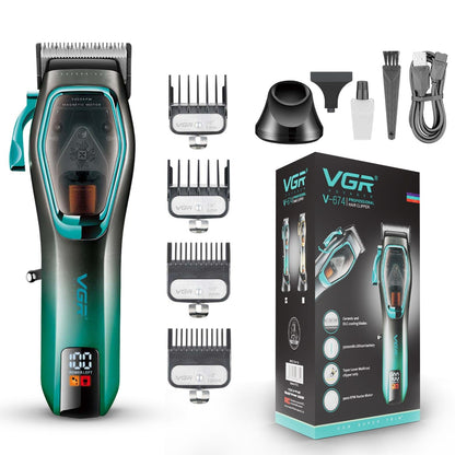 VGR V-674 – Makine Profesionale Rroje për Meshkuj me Tehë Qeramike & DLC, Motor 9000 RPM, Bateri 3000mAh, 120 Min Runtime, Ekran LED