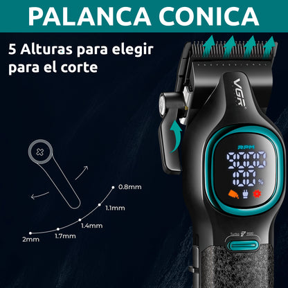 VGR V-886 S2 – Set Profesional Clipper + Trimmer 9000RPM Turbo me Tehe Ceramike & DLC, Bateri Afatgjatë