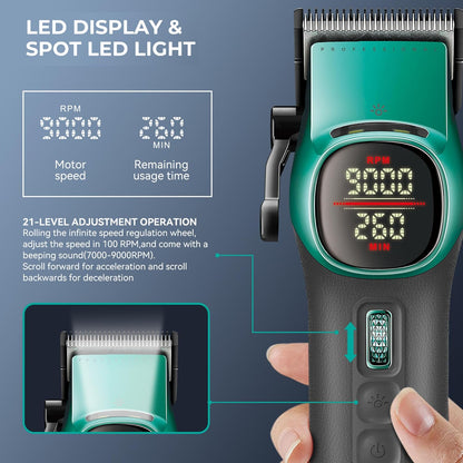 VGR V-885 S2 – Set Profesional Clipper & Trimmer pa Kabllo me 21 Shpejtësi, LED Display