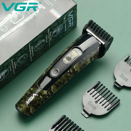 VGR V-271 – Trimmer për meshkuj me dizajn ushtarak, tehë çeliku dhe bateri 150 min