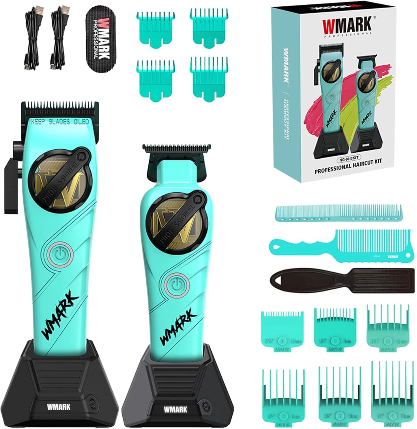 WMARK NG-8613KIT Professional Hair Clipper & Detail Trimmer – Rotary Motor, Fast Charging, Multi-Function Barber Kit for Salon & Home