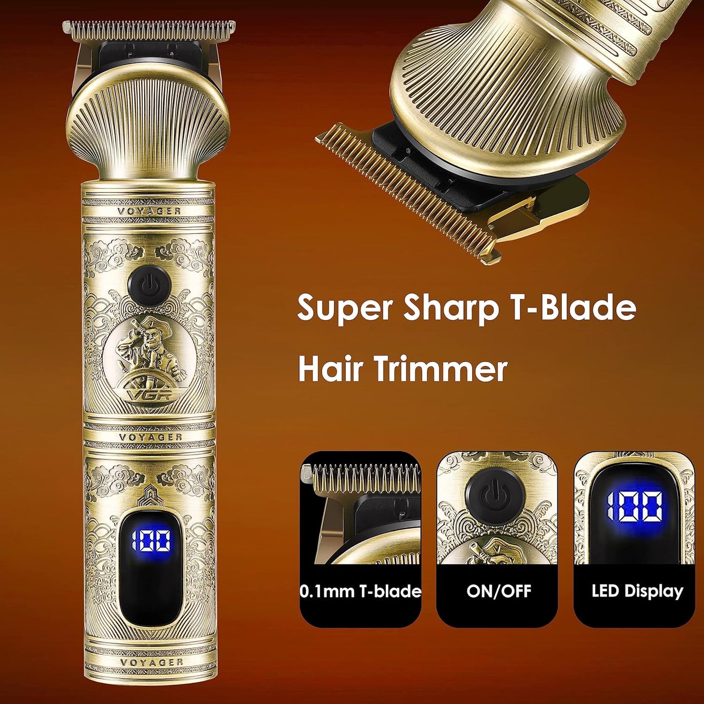 VGR V-649 Set Profesional për Meshkuj – Trimmer Flokësh, Rroje Elektrike, Foil Shaver & T-Liner | Triple Blades, Pa Kabllo, Ngarkim i Shpejtë