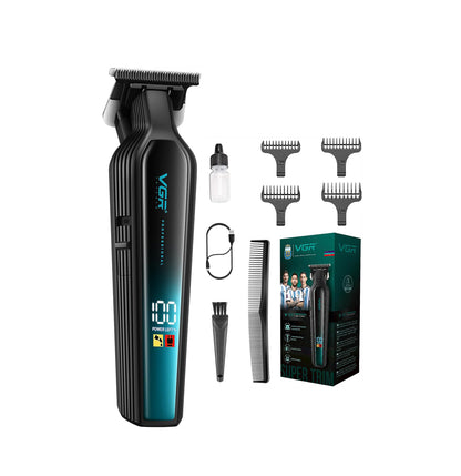 VGR 930 Trimmer Profesional me T-Blade 0-Gap, 360 Min Përdorim, Ekran LED & Karikim USB-C – Prerje Precize për Flokë dhe Mjekër