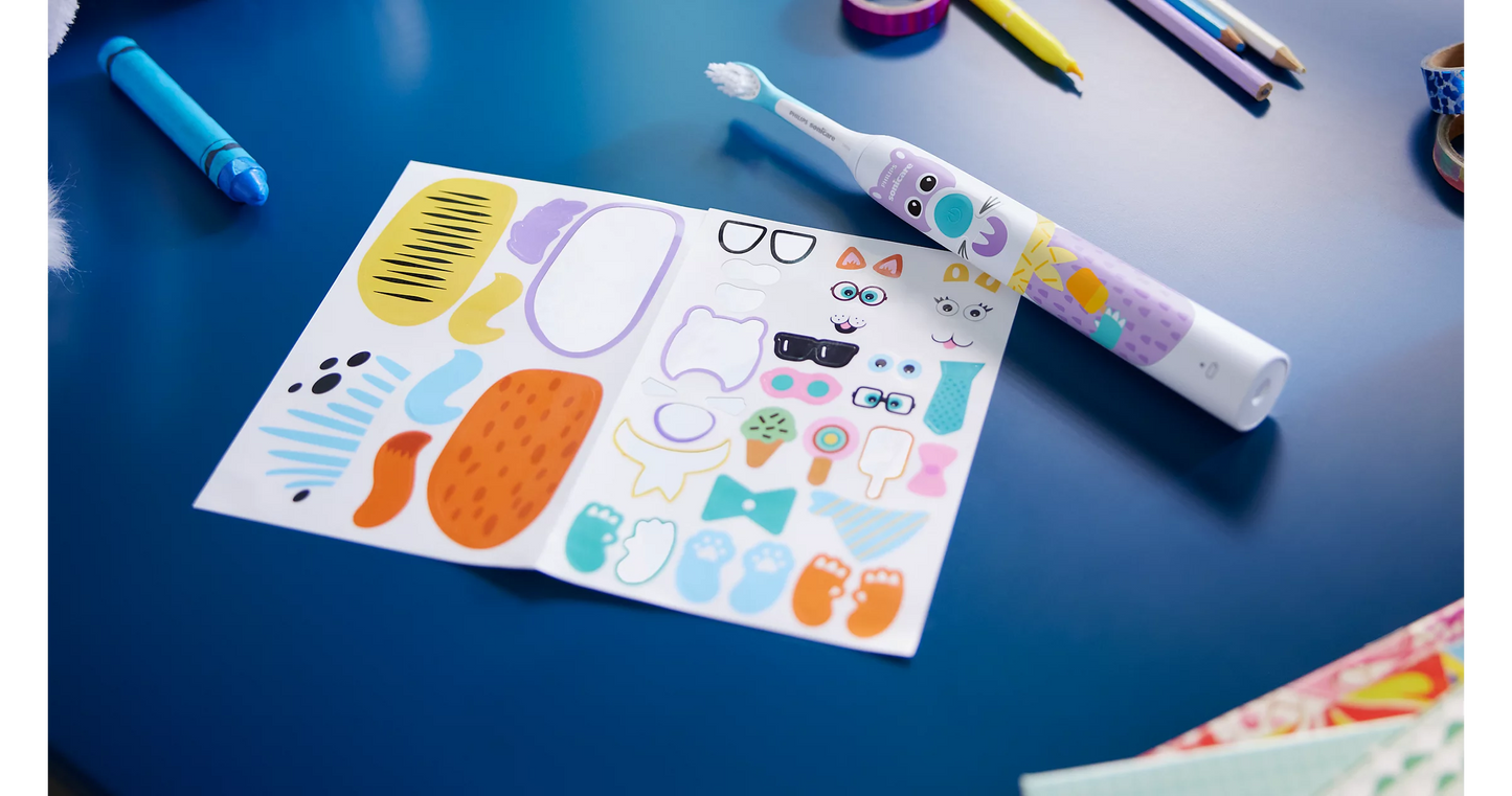 Philips Sonicare For Kids Design a Pet Edition – Furçë Elektrike për Fëmijë me Mbrojtje nga Kariesi & Stickera Argëtuese