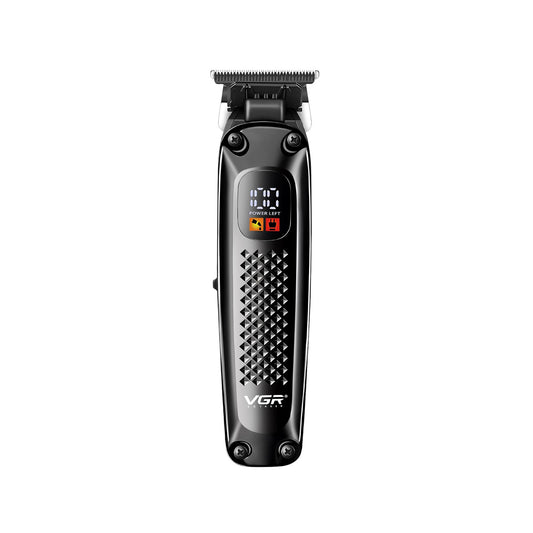 VGR V-972 – Trimmer Profesional për Mjekër & Flokë, Teh Qeramike, LED Display, Bateri 1400mAh, 180 Min Përdorim, Pa Kabllo & Me Kabllo, Karikim USB