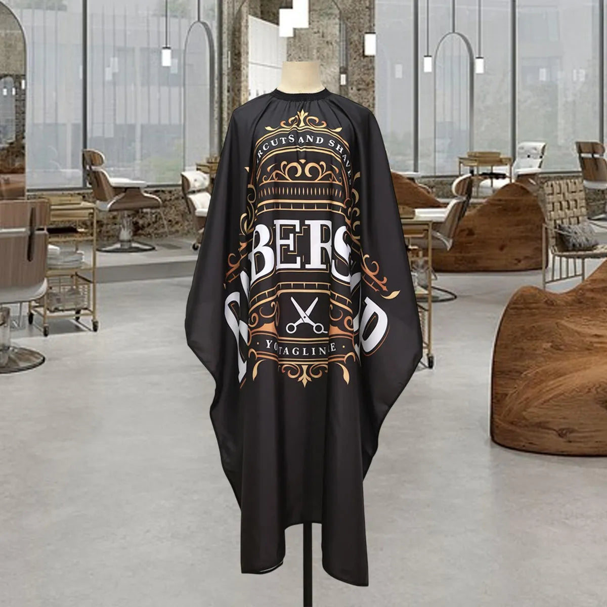 Pelerinë Profesionale për Berber – Barber Cape Black për Qethje & Ngjyrosje Flokësh, E Papërshkueshme nga Uji