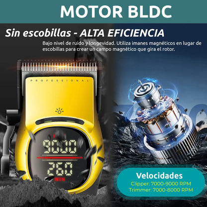 VGR V-885C Gold – Makina Profesionale për Prerje Flokësh, 9000RPM, Bateri 4600mAh