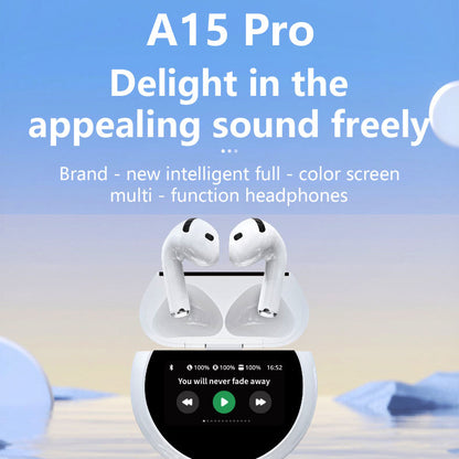 A15 Pro TWS Earphones – Full Touch Screen, ENC Noise Cancelling, Bluetooth 5.4, LED Digital Display & Pure Bass