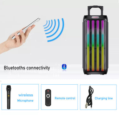 ZQS8232 Altoparlant Wireless DJ 8 Inç me LED – Karaoke Portativ dhe Sistemi i Tingullit për Festa