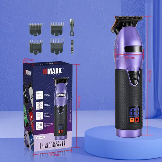 WMARK NG-318 Professional Detail Trimmer – Digital Display Cordless T-Blade Hair Clipper 0.1mm Outliner