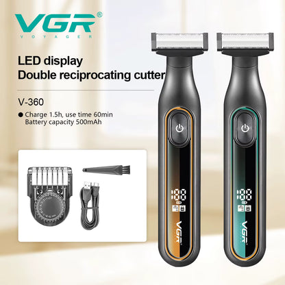 VGR V-360 OneBlade Trimmer & Shaver për Mjekër dhe Trup – IPX5 Waterproof, 0.5–9mm, Digital Display