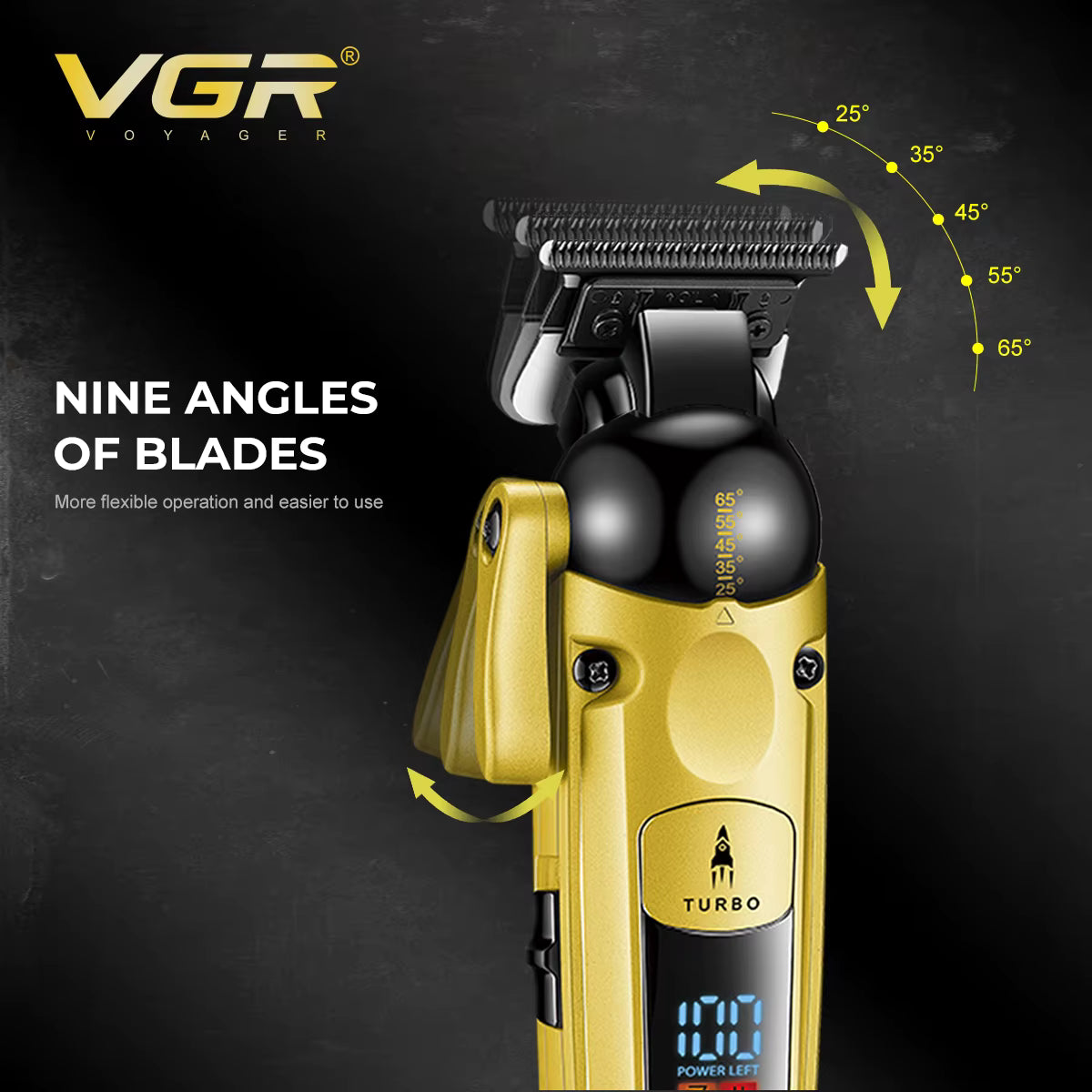 VGR V-274 Professional Hair Trimmer – Makinë Profesionale për Prerje Flokësh dhe Mjekre me LED Display & USB Rechargeable