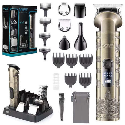 VGR V-109 – Set profesional 6-në-1 i papërshkueshëm nga uji, për flokë, mjekër, hundë dhe trup
