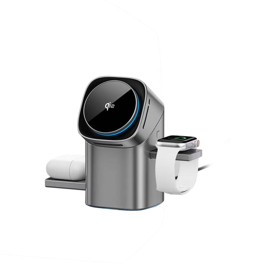 Karikues Wireless Magnetik 3-në-1 Qi2 – 15W Fast Charging për iPhone, Apple Watch dhe AirPods