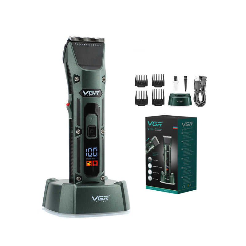VGR V-696 Makinë Profesionale Rroje për Meshkuj – Teh Qeramike, Bateri 2500mAh, 300 Min Përdorim, Buton Turbo