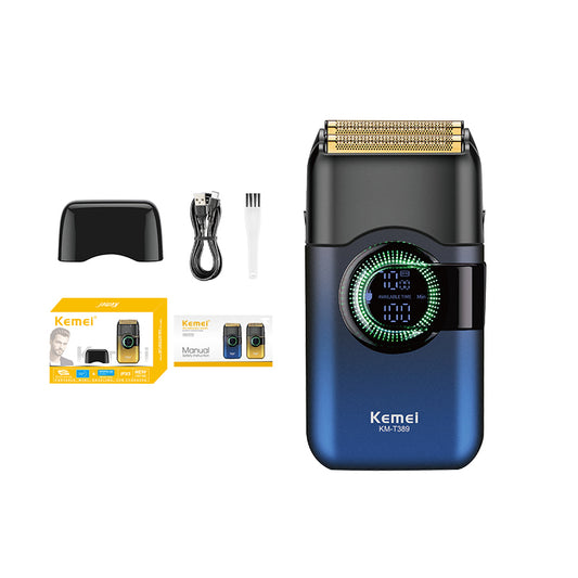 KEMEI KM-T389 Shaver Profesional për Meshkuj – IPX5 Waterproof, Motor 7500RPM, Dual Rotary Blades